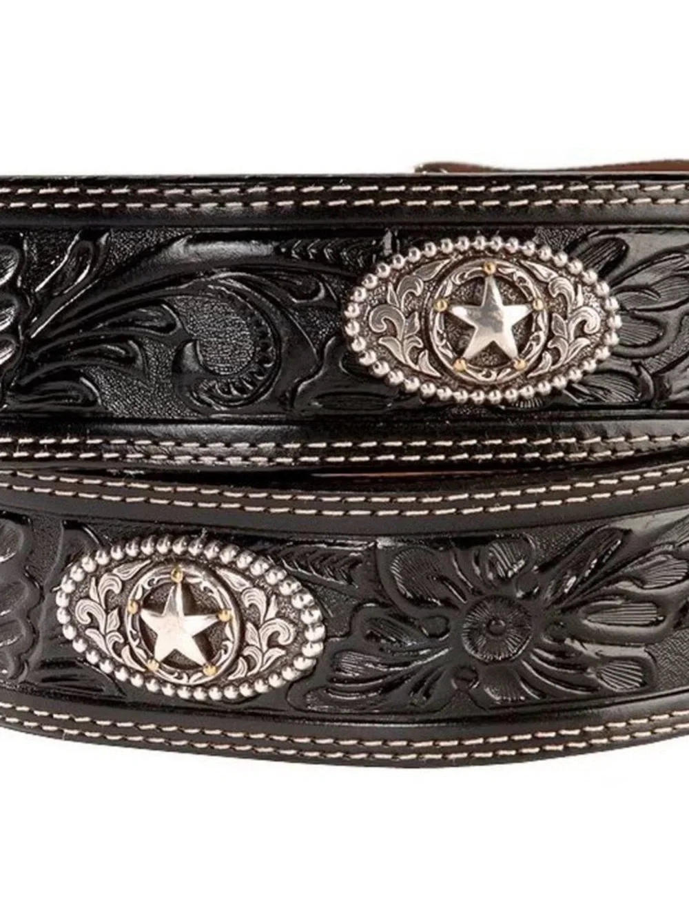 Black Justin Ranch Star Cowboy Western Belt For Men, Size 38 NEW